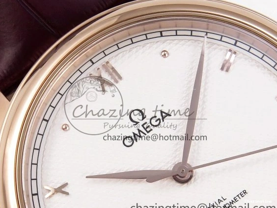 0219 Modern De Ville Date RG MKF 1:1 Best Edition White Textured Dial Roman Marker on Brown Leather Strap A 7752